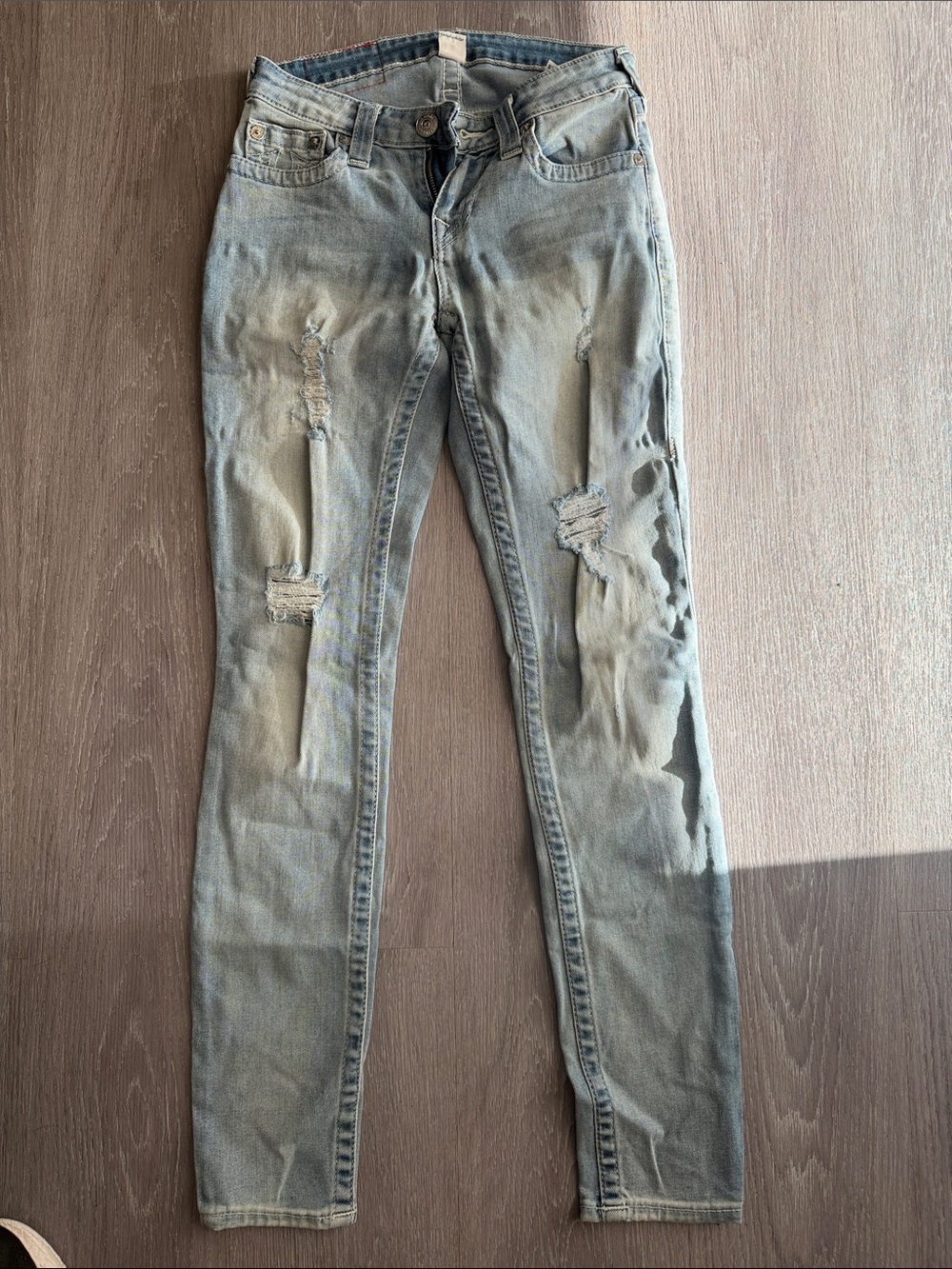 True Religion Light Blue Distressed Skinny Jeans